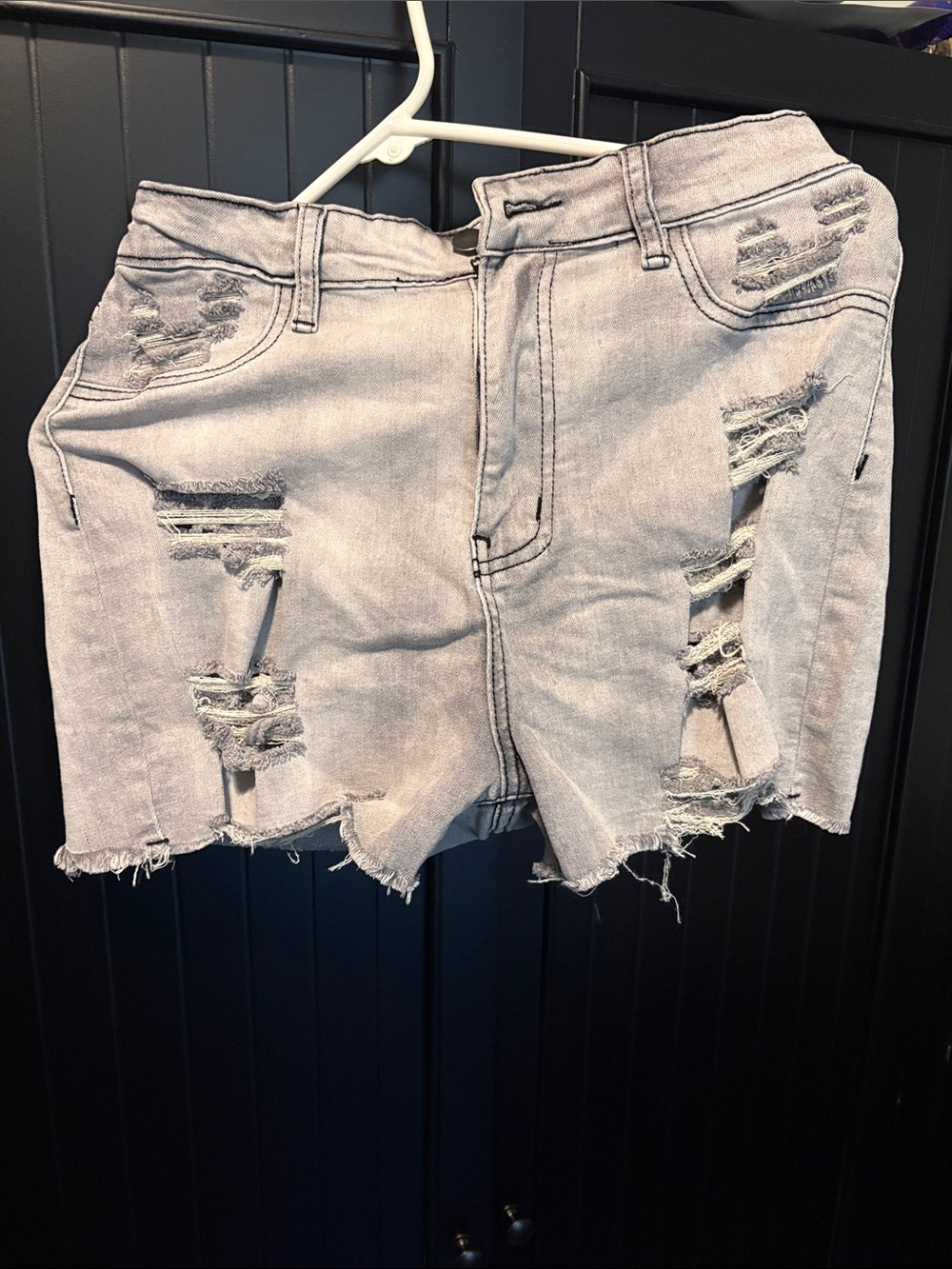Fashion Nova Grey Distressed Denim Shorts